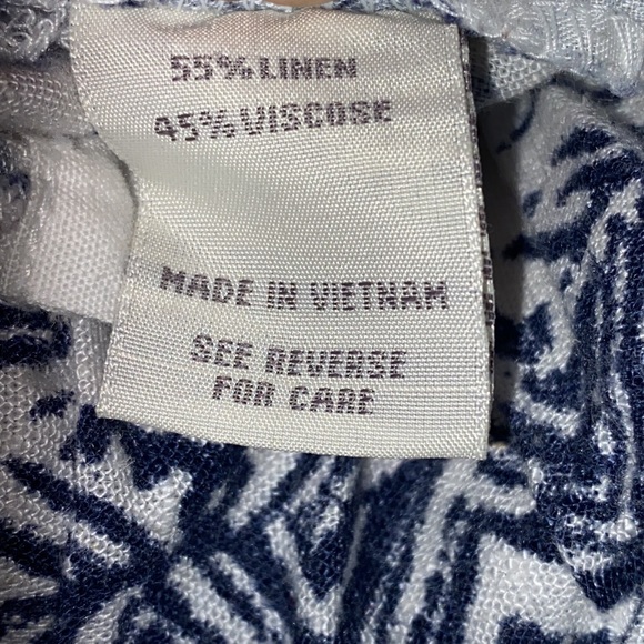 Cali 1850 Women's Navy/ White Linen/ Viscose Beach Boho Pants Size XS - Picture 3 of 9